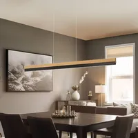 quitani LED-Hängelampe Keijo, schwarz/eiche, Länge 123 cm