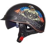 Halbschalenhelm mit ECE, Retro Motorrad Jethelm Chopper Helm mit Sonnenblende Für Erwachsene Männer Und Frauen Cruiser Moped Scooter ATV M~XXL