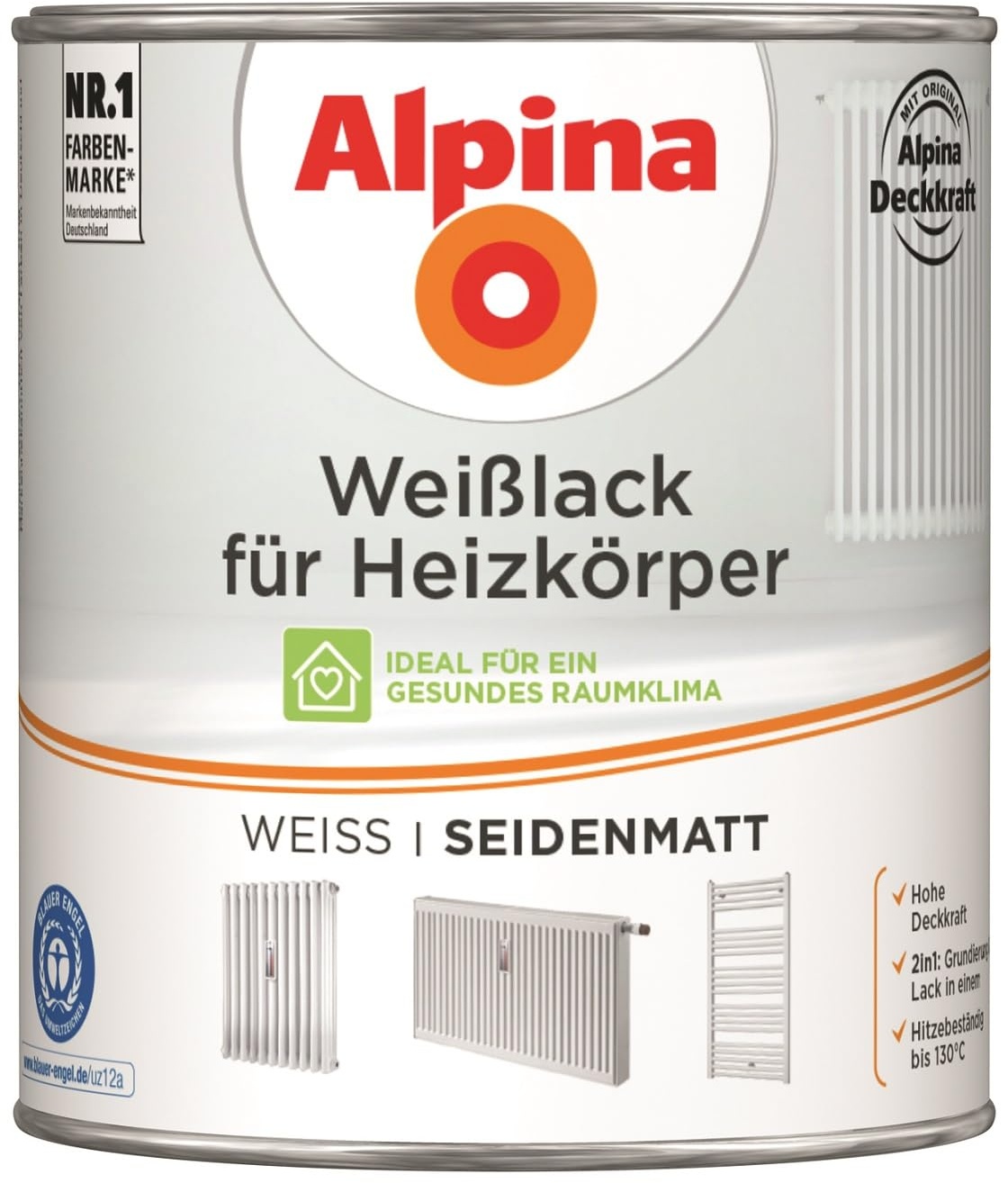 Alpina Weißlack für Heizkörper 750ml seidenmatt