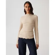 Opus Langarmshirt | SOMANZI Slim Longsleeve aus feinem Rippjersey Macadamia, 38