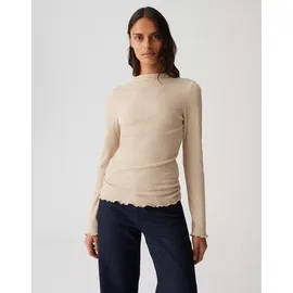 Opus Langarmshirt | SOMANZI Slim Longsleeve aus feinem Rippjersey Macadamia, 38