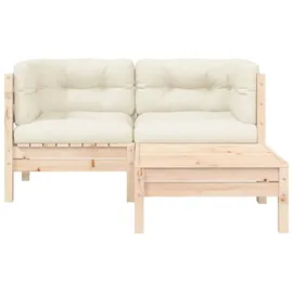 vidaXL Garten-Lounge-Set 3-tlg. creme Kiefer