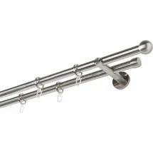 GARESA Gardinenstange GARESA "Formentor", silber (edelstahlfarben), L:170cm Ø:20mm, Metall, Gardinenstangen, Vorhanggarnitur, verlängerbar, Kugel, edelstahl optik, mit Ringe