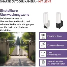 EMOS GoSmart Outdoor Überwachungskamera mit WiFi und App + 1200lm LED-Leuchte, rotierende 3 MP IP-Kamera mit Licht, IP-310 TORCH, schwarz