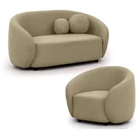 s-style möbel Polstergarnitur 2+1 Roundi, Bouclé, Luxus & Moderne Kollektion, Sofa mit Sessel beige