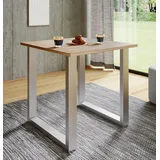 VCM Holzesstisch | H. 76 x B. 80 x T. 80 cm|hochwertiges und massives Fußgestell | Füße aus Eisen | Küchentisch - Xona U - Braun
