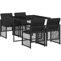 vidaXL 5-tlg Garten-Essgruppe mit Kissen Schwarz Poly Rattan Modell 214