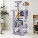 nyvi Katzen Kratzbaum Luzifer 134 cm Grau - Deluxe Katzenbaum mit Katzenhöhlen, Plattformen, Katzenspielzeug und Sisal Kratzsäule