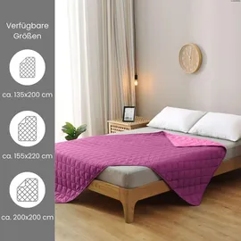 Wometo Microfaser Sommer Steppbett 155x220 lila & pink / OEKO-TEX / kochfest 95° / Leichtsteppbett für heiße Tage / ohne Bezug verwendbar