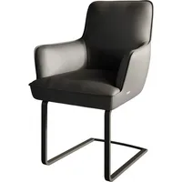 DeLife Heira-Flex mit Armlehnen Freischwinger flach Schwarz Taschenfederkern,