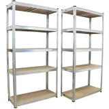 Baumarktplus Schwerlastregal verzinkt 180x90x40 cm 2er-Set Kellerregal Regale