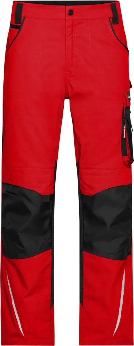 James & Nicholson Herren Workwear Pants Strong Cargohose JN832 red/black 27
