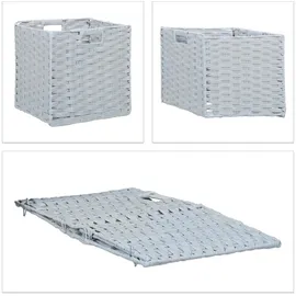 Relaxdays Aufbewahrungskorb geflochten 2er Set 32 x 30 x 31 cm grau
