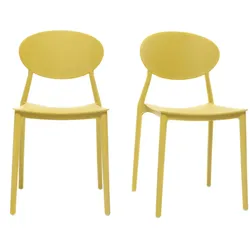 Chaises design empilables jaunes intérieur - extérieur (lot de 2) ANNA