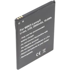 AccuCell Akku passend für WIKO Lenny 5, Li-ion, 3,8V, 2800mAh, 10,6Wh