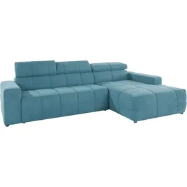 DOMO collection Ecksofa »Brandon große Ausführung B/T/H: 289/177/80 cm, auch in Leder und Cord«, mit Kopfteilverstellung, wahlweise Sitztiefenverstellung, L-Form, blau