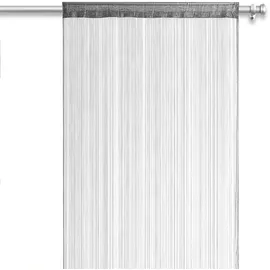 Wometo Fadenvorhang Stangendurchzug 90 x 245 cm Grau 1 St