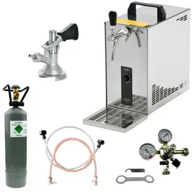 BieTal Bierzapfanlage Bierkühler Zapfanlage 35 Liter/h Durchlaufkühler SET - KEG Flach - CO2 2 kg