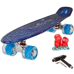 FunTomia Miniskateboard Kinder Cruiserboard Miniboard 57cm mit oder ohne LED Leuchtrollen blau