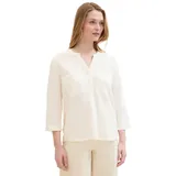 Tom Tailor Damen Basic Leinen-Bluse mit Brusttaschen, Whisper White, 38 - 38