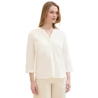 Tom Tailor Damen Basic Leinen-Bluse mit Brusttaschen, Whisper White, 38 - 38