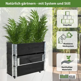 Trutzholm Hochbeet aus Holz 80 x 30 x 68 cm Schwarz