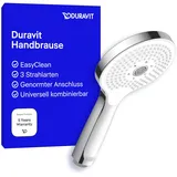 Duravit Handbrause 3jet Click! 120 mm), Brausekopf mit reinigungsfreundlichen Silikonnoppen, Chrom/Weiß