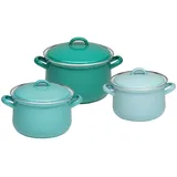 Riess Kochtopfset, Grün, Metall, 6-teilig, 16 cm,18 cm, 1,5 L,2,5 L,3,5 L, 29x28.5x38 cm, Kochen, Töpfe, Topfsets