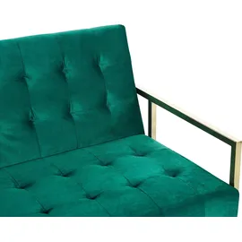 Beliani Schlafsofa Stoff 3-Sitzer Smaragdgrün