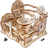 Crafts&Co® 3D Puzzle Murmelbahn | Kompletter Bausatz | Kein Verkleben oder Sägen Erforderlich | 191 Teile | Miniatur Bastelset | Kugelbahn | Holzpuzzle Erwachsene und Kinder | 31x28x24 cm