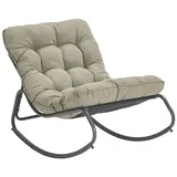 CASA DOMA Gartenlounge-Sessel Paola, Schaukelstuhl, Schaukelsessel für Balkon, Garten, Terrasse (Outdoor-Sessel, inkl. Auflage), Schaukelfunktion, 10cm dicke Polster, Textilgewebe, Stahlgestell grau|grün