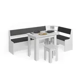 livinity® Eckbankgruppe, Weiß 210 x 120 cm mit Tisch