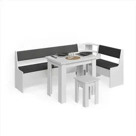 livinity® Eckbankgruppe, Weiß 210 x 120 cm mit Tisch