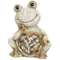 muchome Gartenfigur Frosch, grau-braun, Höhe 20cm aus Polyresin für Garten, Blumenbeete Figur braun|grau