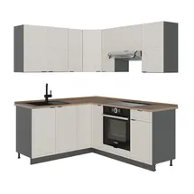 Vicco Winkelküche Fame-Line L-Form 160 x 190 cm GrauBeige/Anthrazit