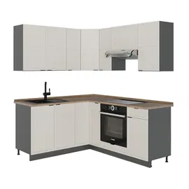 Vicco Winkelküche Fame-Line L-Form 160 x 190 cm GrauBeige/Anthrazit