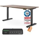 Ergotopia Desktopia Pro X Elektrisch höhenverstellbarer Schreibtisch, Ergonomischer Stehtisch für Büro oder Home Office (Nussbaum, Gestell Schwarz, 120 x 80 cm)