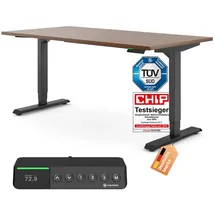 Ergotopia Desktopia Pro X Elektrisch höhenverstellbarer Schreibtisch, Ergonomischer Stehtisch für Büro oder Home Office (Nussbaum, Gestell Schwarz, 120 x 80 cm)