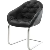 DeLife Freischwinger Gaio-Flex Echt-Leder Schwarz Freischwinger flach Edelstahl