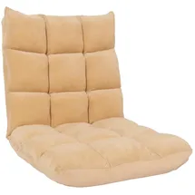 Mendler Bodensessel HWC-N43 Samt 50 x 55 x 0 cm Beige mit Kissen und Rollen
