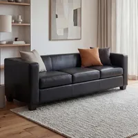 Mendler 3er Sofa Couch Loungesofa Lille ~ Kunstleder, schwarz