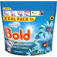 Bold Ocean Mist PODS Waschmittel, Kapseln, 128 Waschgänge, Frische im Freien, hält und hält, mit integriertem Lenor-Weichspüler