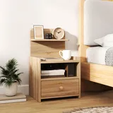 Homcom Nachtschrank mit Schublade 35 x 35 x 66 cm Beige