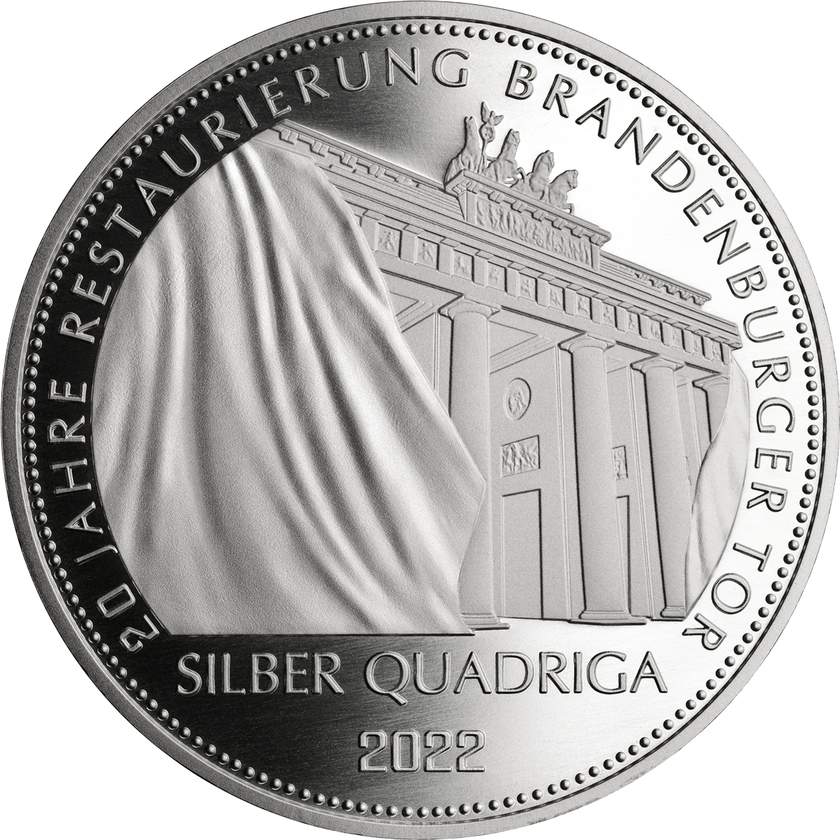 Silber-Quadriga 2022 „20 Jahre Restaurierung Brandenburger Tor" 1 Unze