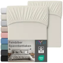 nyvi Spannbettlaken Baumwolle-Feinbiber 180 x 200 cm Creme 2 St.