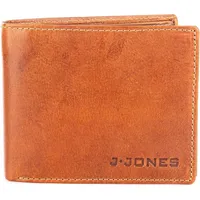 J Jones Damen Geldbörse Echtleder RFID Druckknopf Kompakt - Braun
