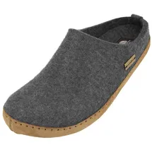 HAFLINGER Emils Toffel Filzpantoffel Hausschuh mit Ledersohle Unisex anthrazit Filz für Damen, grau, Größe 40 EU