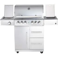 CHEF L Paket D - Basis silber, 4 Brenner, Backburner, Seitenkocher, Steakzone, C...