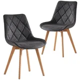 B&D home TANIA 2er Set, Polsterstuhl Küchenstühle für Esszimmer, Küche, Büro, Landhaus skandinavisch Design, Webstoff Anthrazit, 11118-ANTR-2