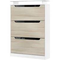 Vladon Schuhschrank, Eiche San Remo, Holzwerkstoff, 89x128x23 cm, Garderobe,